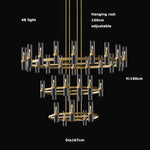 Modern Copper Glass Black Gold Round Chandelier LED Lighting Fixture