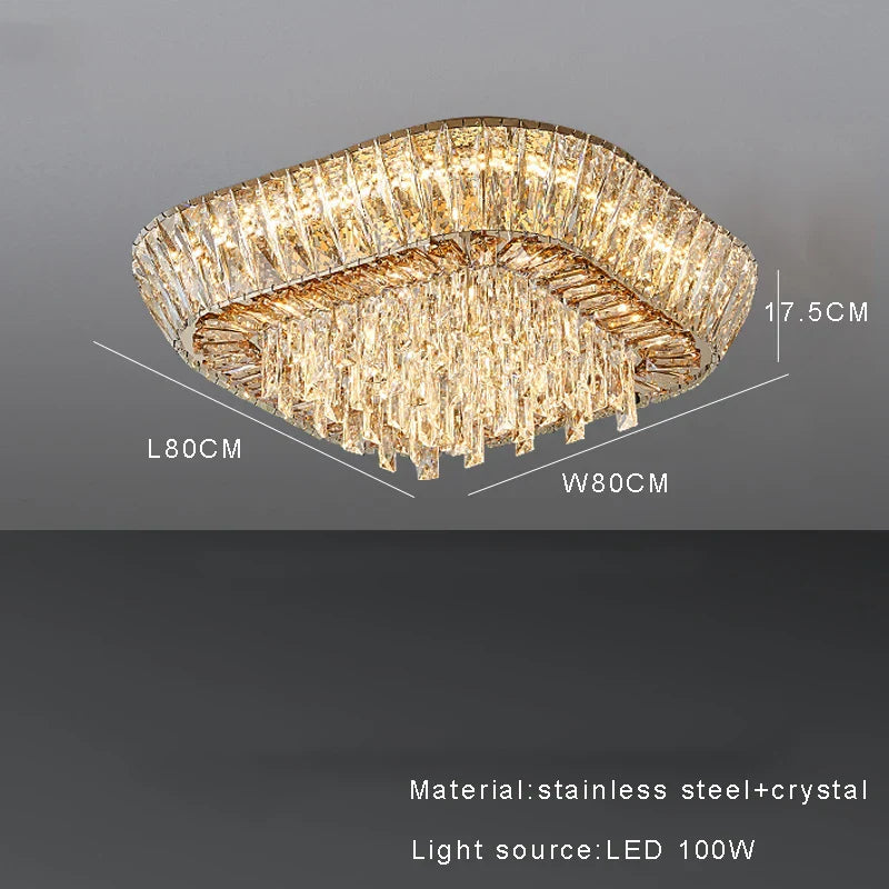 Amber Crystal Ceiling Chandelier: Luxe LED Home Decor Light Fixture