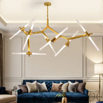Nordic Herringbone Black Golden LED Chandelier for Living Dining Bedroom