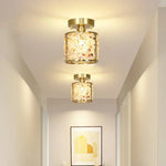 Copper Canopy LED Ceiling Light Glass Crystal Nordic Modern Decor for Home