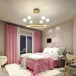 Glass Crown Chandelier Pendant Light for Bedroom Ceiling, Modern Suspension Lamp