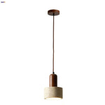 Wood Canopy LED Pendant Light - Nordic Modern Yellow Travertine Hanging Lamp