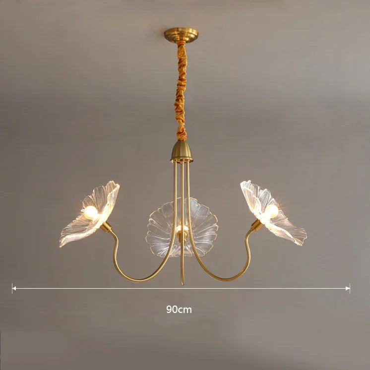 Lotus Leaf Glass Ceiling Chandelier with E14 Bulb