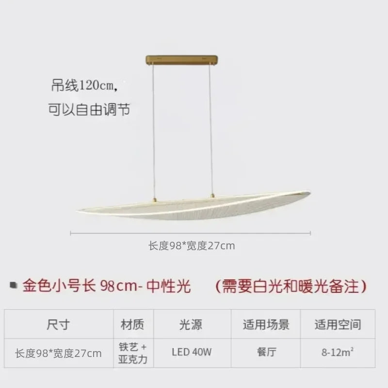 Long Curve LED Chandelier for Living Room Dining Office Decor