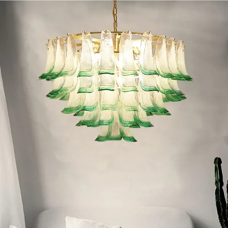Luxury Green Glass Pendant Lights Metal Round Luminaria Fixture