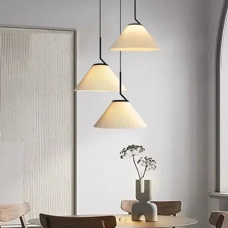 Cream Pleated Pendant Light by Afralia™: Modern Nordic E27 Chandelier for Living Room, Loft, Bar.