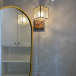 Wood Cube Glass LED Wall Lights with Pull Chain Switch for Modern Interiors