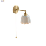 Ceramic Copper LED Wall Sconce Pull Chain Switch Reading Room Bedside Lamp