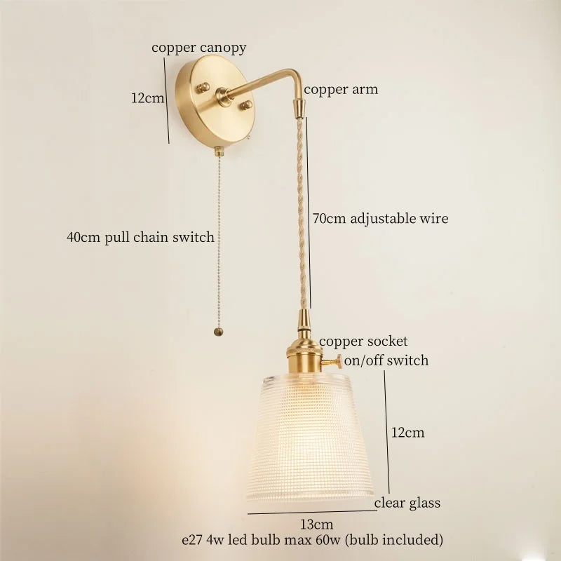 Afralia™ Copper LED Wall Lamp for Bedroom Sofa, Bathroom, Mirror, Stair Light