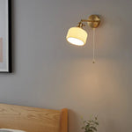 Copper LED Wall Lights Pull Chain Switch Bedside Lamp - Modern Nordic Design