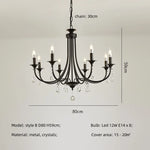 Black Metal Crystal Chandelier: Artistic LED Lighting for Home Decor
