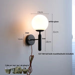 Afralia™ Modern Black Iron LED Wall Light with Glass Shade & Pull Chain Switch