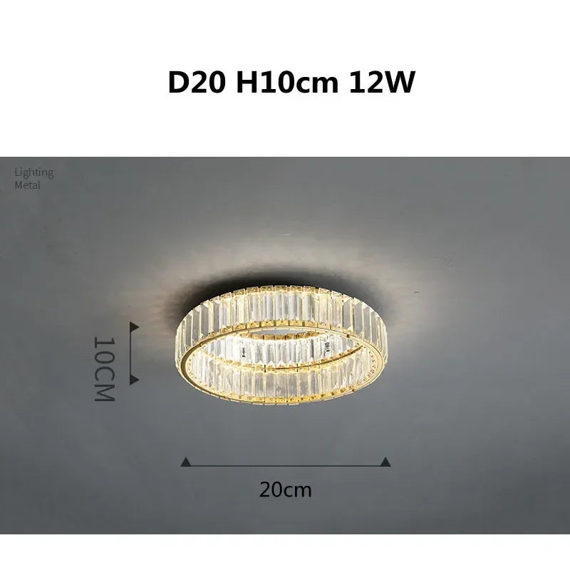 Gold Steel LED Dimmable Ceiling Lights Luxury Crystal Fixture