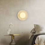 Afralia™ Modern Cotton LED Wall Lamp Pull Chain Switch Yellow Travertine Nordic Bedroom Living Room