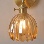 Afralia™ Amber Glass Vintage Style LED Wall Light with Pull Chain Switch