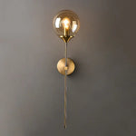 Golden Round Glass Wall Sconce: Modern Nordic Lighting Fixture for Home Decor