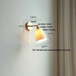 White Ceramic LED Wall Sconce with Pull Chain Switch & Rotate Copper Finish