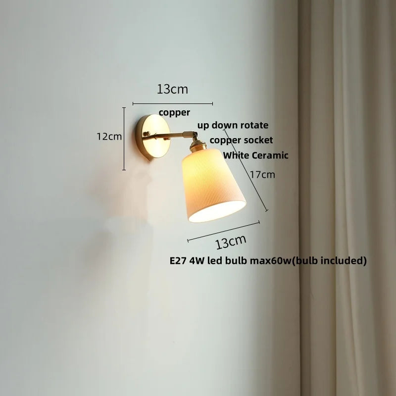 Ceramic Wall Lights Rotatable LED, Modern Nordic Style for Hallway, Bedroom, Aisle