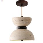 Afralia™ Wabi Sabi LED Pendant Lights Yellow Travertine Stone Hang Lamp