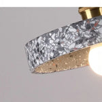 Afralia™ Terrazzo Stone LED Pendant Light with Copper Knob Switch, Adjustable Hanging Lamp
