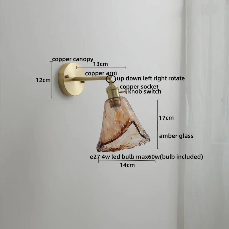 Ceramic Copper LED Wall Light with Pull Chain Switch for Modern Nordic Home Decor