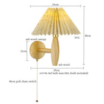 Cream PVC LED Wall Lamps Japanese Walnut Wood Applique Murale