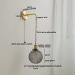Glass Copper LED Wall Lights with Knob Switch, Modern Bedside Lamp
