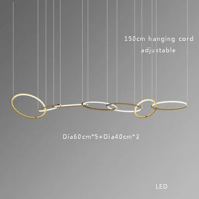 Modern Minimalist Round Dining Table with Gold Chandeliers