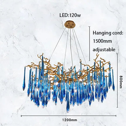 Art Deco Blue Queen Crystal Chandelier for Living Room