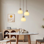 Wabi Sabi Yellow Travertine LED Pendant Lamp Wood Hanging Lights