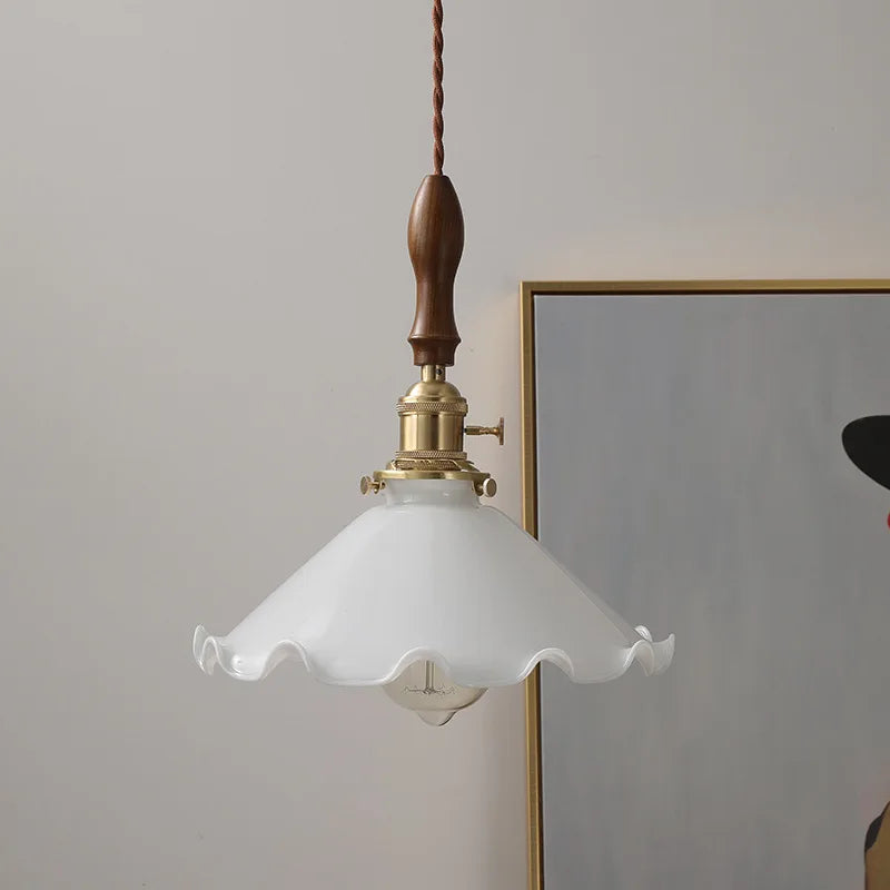 White Glass LED Hanging Light: Copper Nordic Pendant Lamps for Home Decor