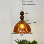 Afralia™ Copper LED Pendant Lamp Wood Globe Glass Nordic Modern Tiffany Hanging Lights