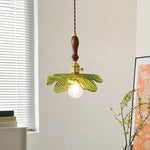 Copper Wood Glass LED Pendant Lamp - French Minimalist Design for Home Decor