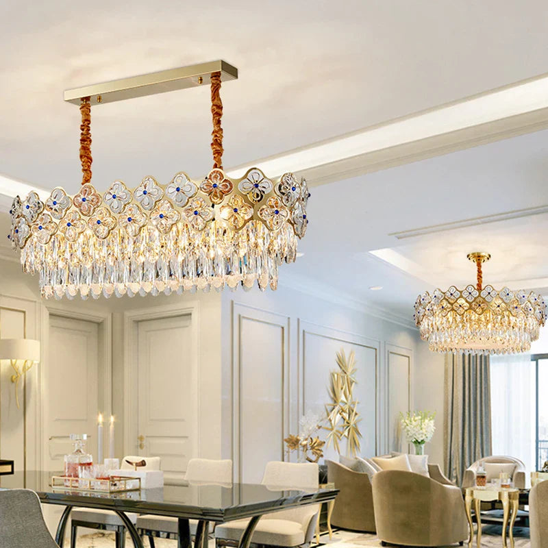 European Crystal Luxury Chandelier Gold Room Decor Hanglamp