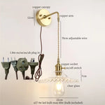 Afralia™ Green Glass LED Wall Light Fixture | Modern Nordic Pull Chain Lamp