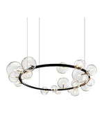 Black Postmodern Bubble Glass Chandelier with Multi Clear Balls