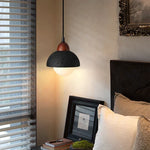 Black Travertine Pendant Light: Nordic Modern LED Hanging Lamp for Living Room & Bedroom