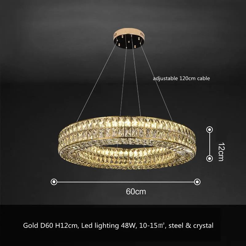 Crystal LED Pendant Light: Luxury Steel Hanging Lamp for Modern Foyer, Dining Room
