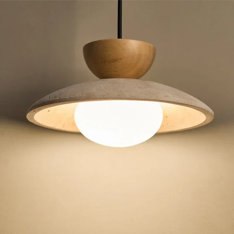 Yellow Travertine LED Pendant Light Glass Hanging Lamp for Modern Home Decor