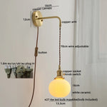 Ceramic Copper LED Wall Lamp with Pull Chain Switch for Modern Style Interiors