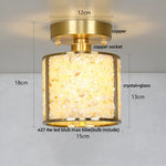 Copper Canopy LED Ceiling Light Glass Crystal Nordic Modern Decor for Home