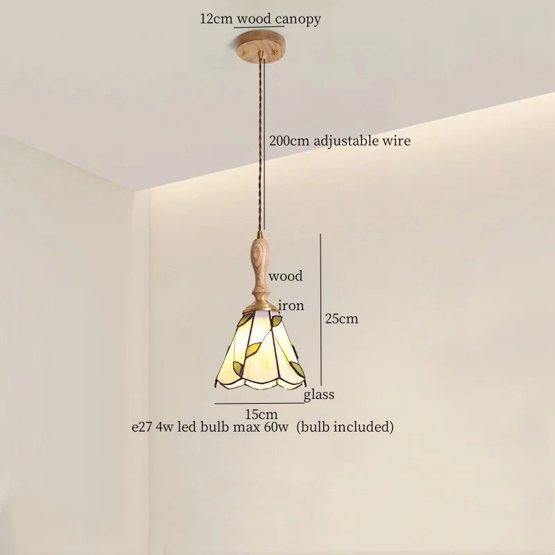 Afralia™ Tiffany Brass Glass LED Pendant Lights for Home and Cafe Decor