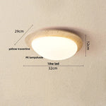 Yellow Travertine Stone LED Ceiling Lamp with Wood Canopy