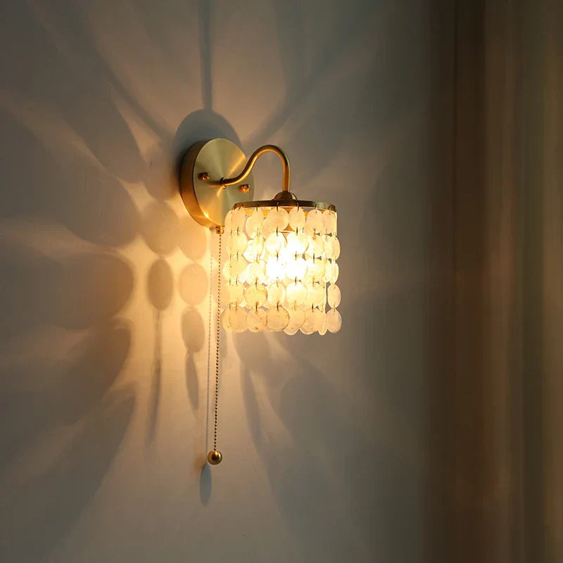 Conch Copper LED Wall Light Fixture with Pull Chain Switch