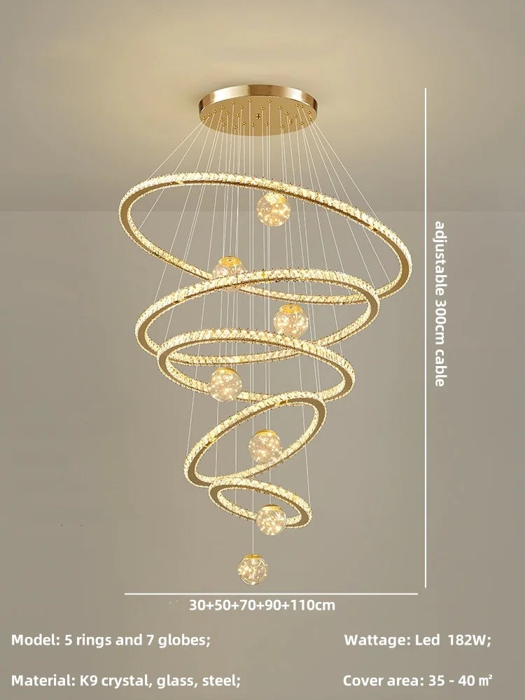 Modern LED Pendant Lights Chandelier for Foyer, Villa, and Stairs