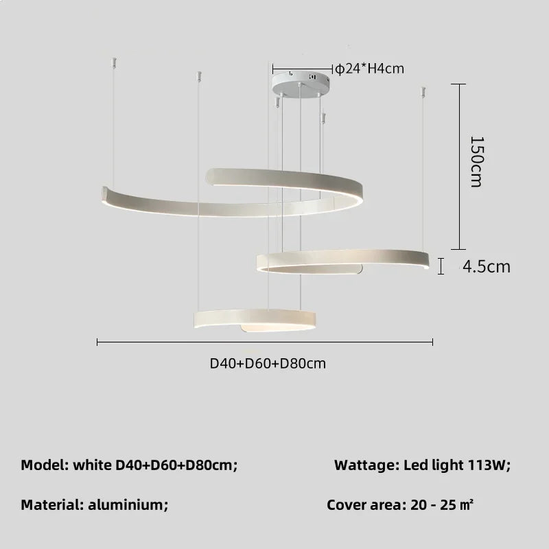 Black LED Chandelier Pendant Light for Foyer Stairs Bar, Minimalist Indoor Hanging Lamp