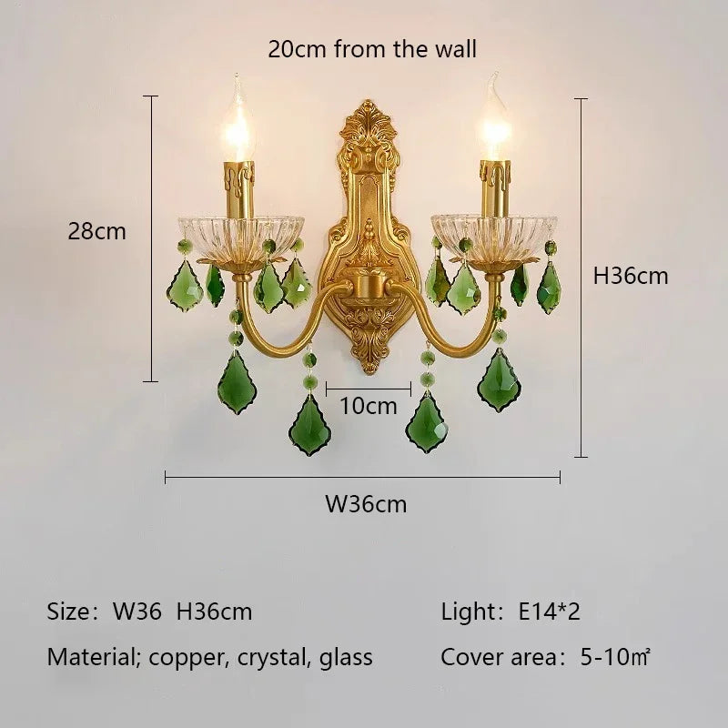 Green Crystal Chandelier for Living Room - Bohemian Style LED Pendant Lighting