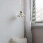 Flower Ceramic LED Pendant Lamp with Copper Socket & Adjustable Wire
