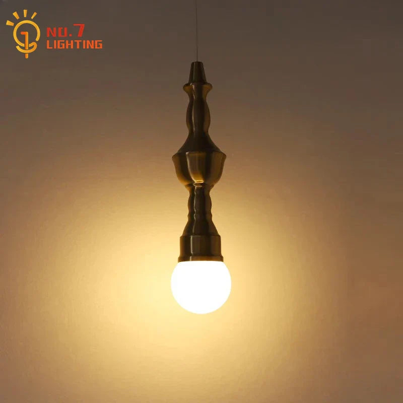 Vintage Industrial Glass Iron Pendant Lights Gold Lustre Roman Column Lamp