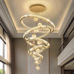 Afralia™ Luxury Glass Globe Chandelier Pendant Light with Dimmable LED for Modern Stairs